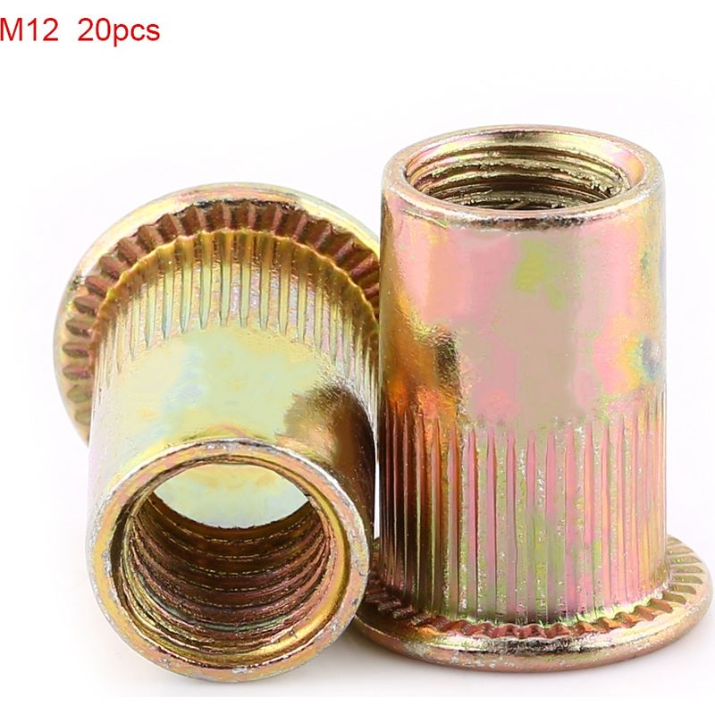 Verzinkte Flanschmutter Mit M3-m12-innengewinde, Flachkopfnietmutter, Mehrgrößen-set (m12: 20 Stück, M12: 100 Stück), Material: Kohlenstoffstahl