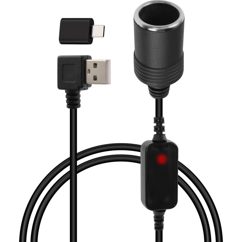 90-grad-usb-a-stecker Auf Zigarettenanzünderstecker-kabel, Usb-a-stecker Auf Zigarettenanzünder-adapter Mit Kontrollleuchte, Für Gps-dashcam Und (1,2 M)