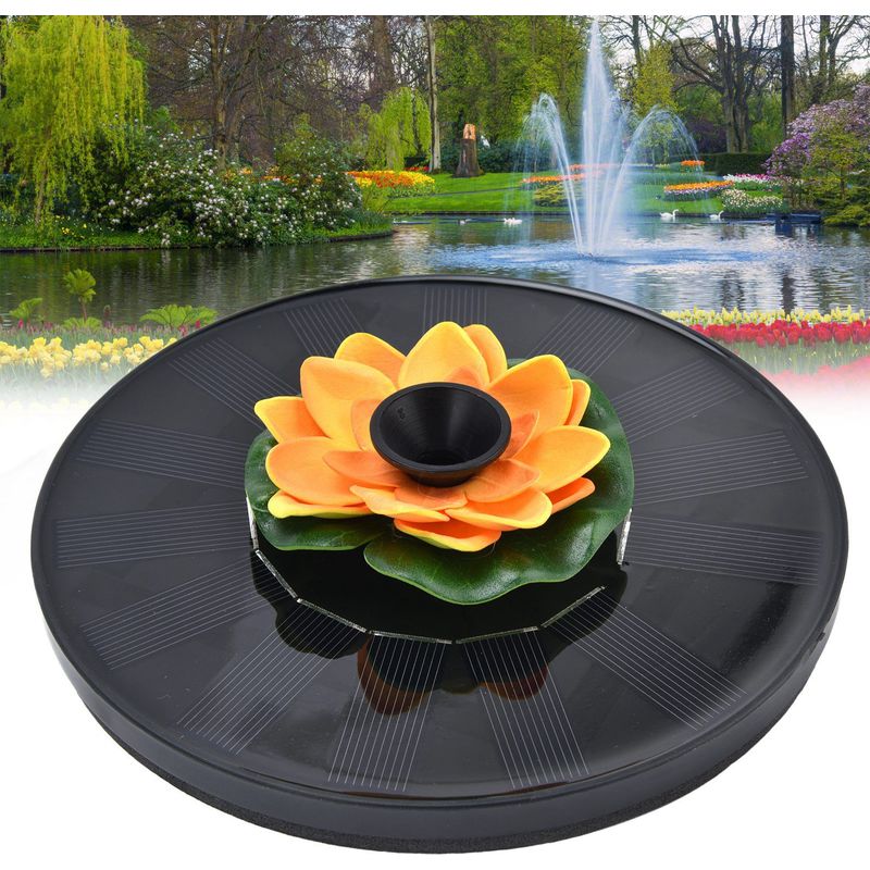 Schwimmende Solarwasserpumpe Für Den Garten Mit Seerosendekoration, Gartenteich