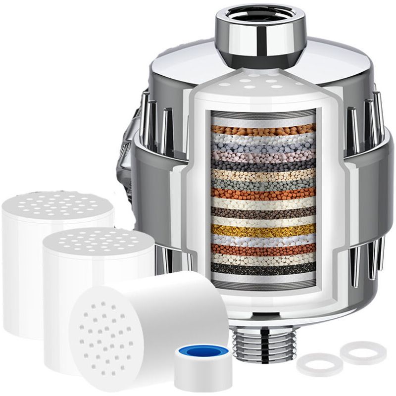 Set Mit 3 Universellen Duschfiltern (20 Filterstufen) + 1 Filter – Wasserreiniger Für Hartes Wasser – Entfernt Schwermetalle Und Ablagerungen
