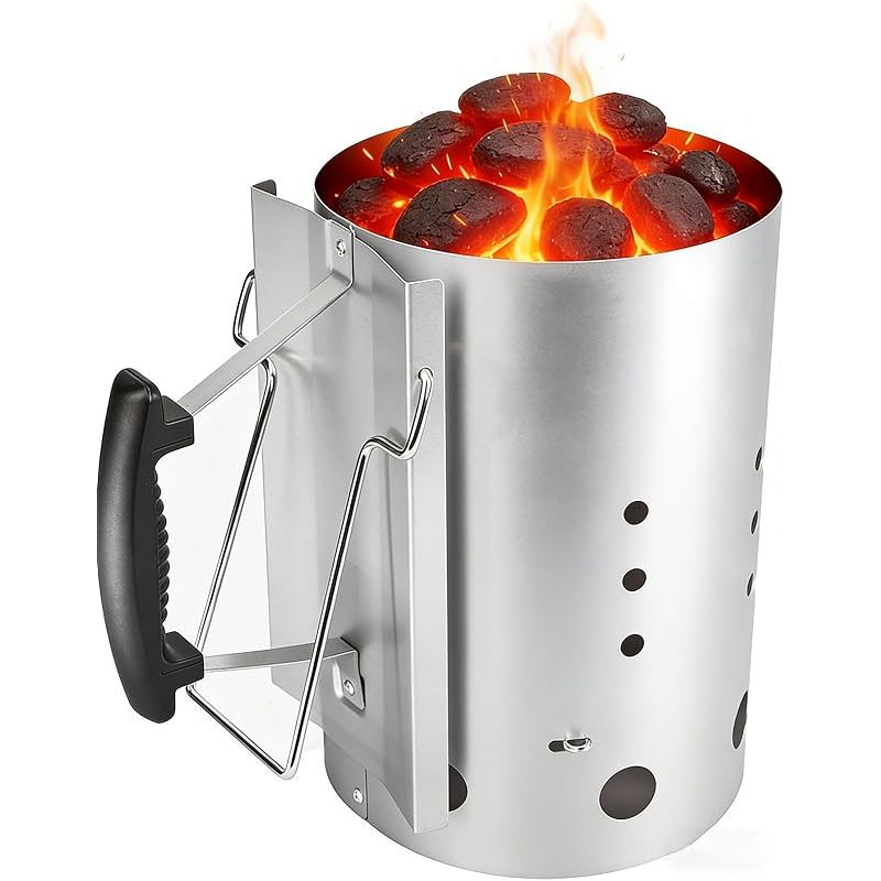 30 Cm X 19 Cm Anzündkamin Für Weber 7416 Oder Holzkohlegrills, Anzündkamin Mit Sicherheitsgriff, Grillanzünder, Schnellanzünder Für Holzkohle Zum Grillen