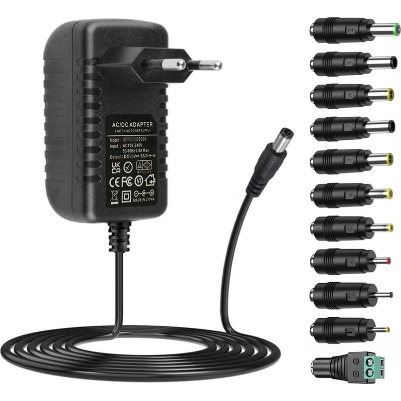 15v 3a Ac/dc-netzteil Mit 11 Steckdosen Für Pc-monitore, Massagepistolen Und Andere Geräte – 2,5a/2a-wandler