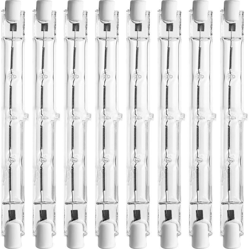 Packung Mit 8 Warmweißen Halogenlampen 118 Mm 500 W, Geeignet Für Haushaltsbeleuchtung, Stehlampen Und Ähnliche Anwendungen.