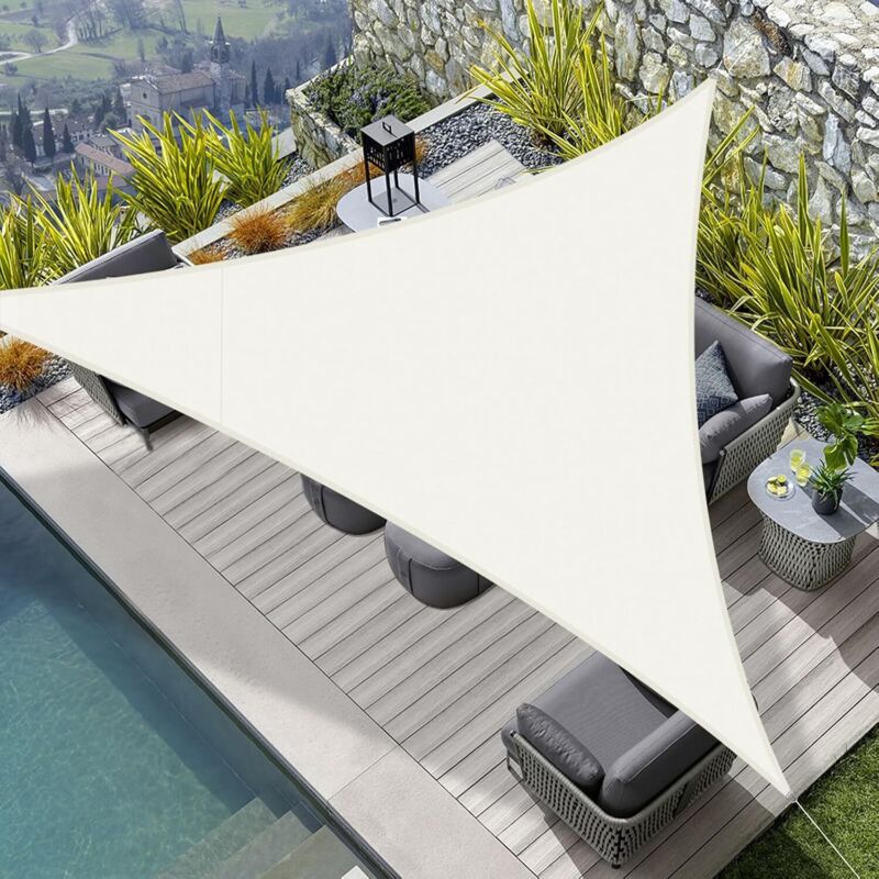 Dreieckiges Sonnensegel (3 X 3 X 3 Meter), Wasserdicht, Ideal Für Gärten, Terrassen, Balkone Und Außenbereiche. Inklusive Befestigungsseil. Beige.