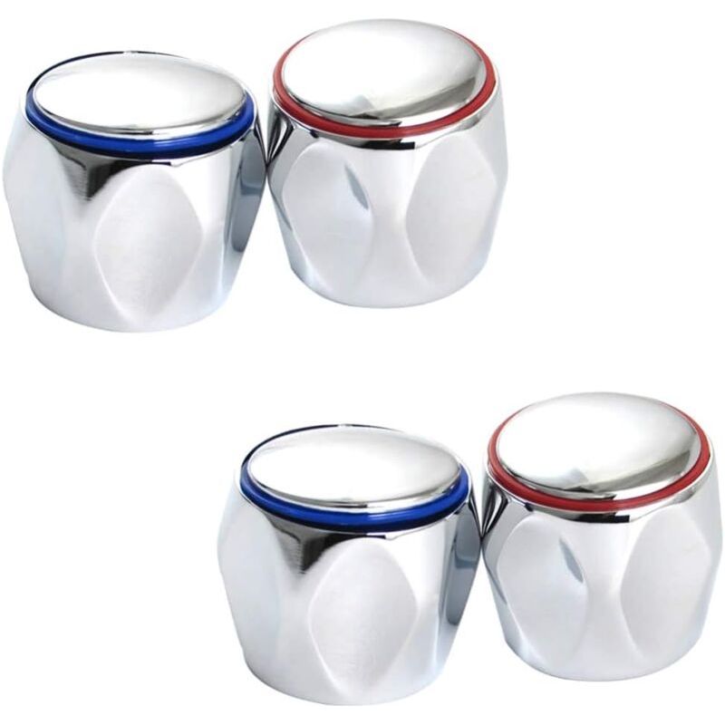 Armaturenzubehör, 2 Sets: Griffe Für Warm- Und Kaltwasser, Indexknöpfe, Ersatzknöpfe, Schalter Für Badewanne Und Dusche – 1x Rot / 1x Blau