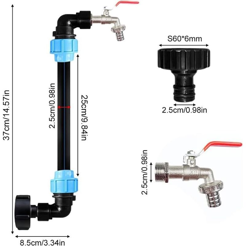 Ibc-schwanenhalshahn Für 1000-liter-tanks, Anschlussset Mit 3/4-zoll-auslassadapter, Zubehör Für Regenwassernutzungstanks