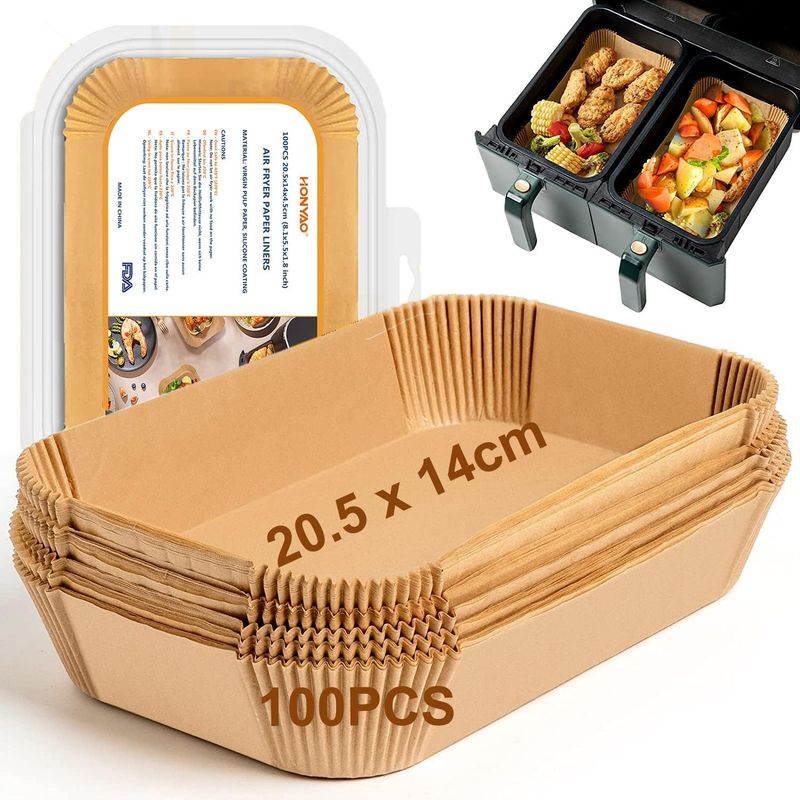 Backpapier Für Ninja Airfryer, 100 Stück, 20,5 X 14 Cm, Rechteckige Papiereinlagen Für Airfryer-zubehör, Kompatibel Mit Ninja Foodi Dual Zone Double Stack Und Double Airfryer