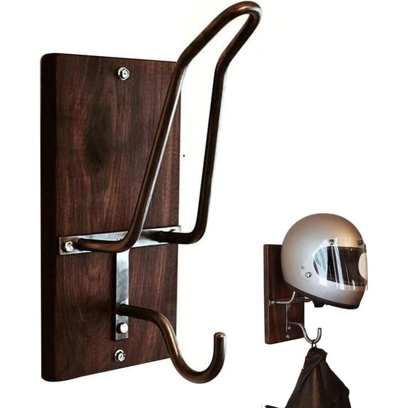 Wandmontierter Motorradhelmhalter Aus Holz – Universalhaken Für Helm Und Jacke – Garagen-organizer