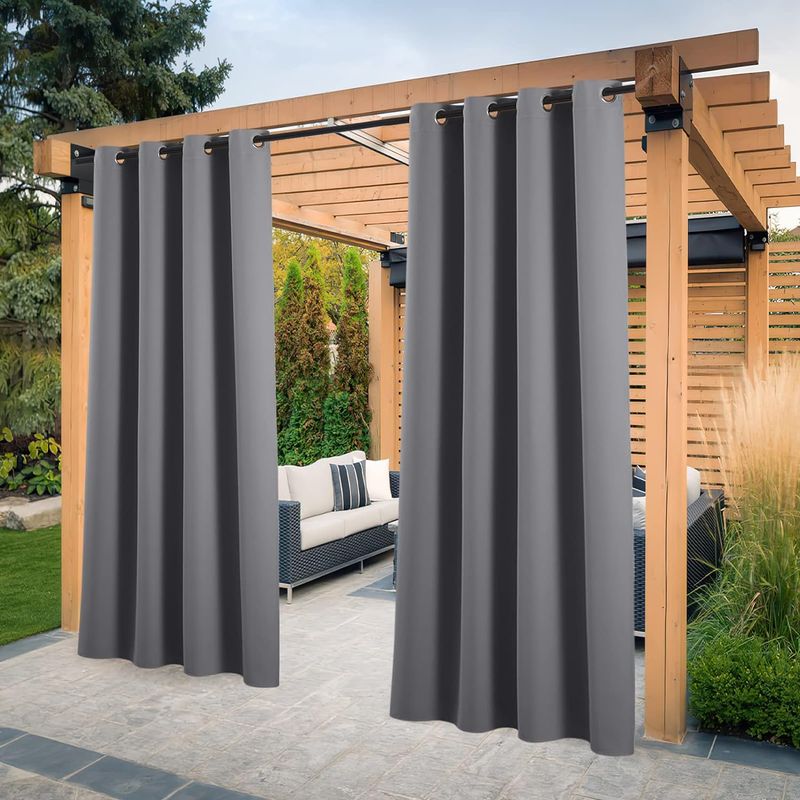 Wasserdichter Outdoor-vorhang, Wärmeisolierend, (dunkelgrau, 2 Paneele / 132 X 213 Cm) Winddichter Und Uv-beständiger Verdunkelungsvorhang Geeignet Für Gärten, Pavillons, Pergolen, Balkone Und Terrass