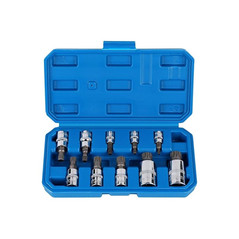 – 1/2", 1/4", 3/8" Torx-steckschlüsselsatz (außengewinde) – 12 Torx-bits M4 Bis M18 – Legierter Stahl – 10-teiliger Aufbewahrungskoffer – Für Kfz- Und Industriereparaturen