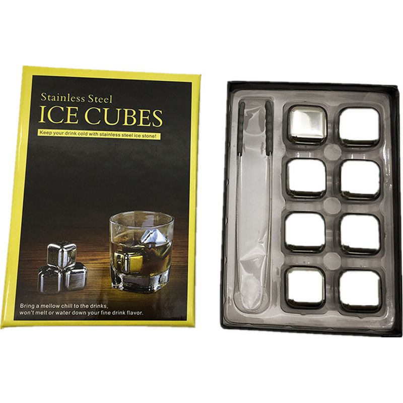 Whisky-steine – Kühlwürfel Aus Edelstahl 304 – Für Whisky Und Alkoholische Getränke – 8er-set + Barzange – 100 % Wiederverwendbar