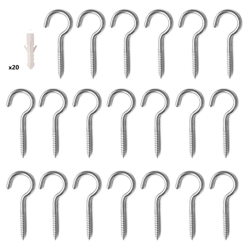 Packung Mit 20 M3/m4/m5 Edelstahl-deckenhaken Mit Gewindeöse Für Außenbeleuchtung, Vogelhäuser Und Den Hausgebrauch.