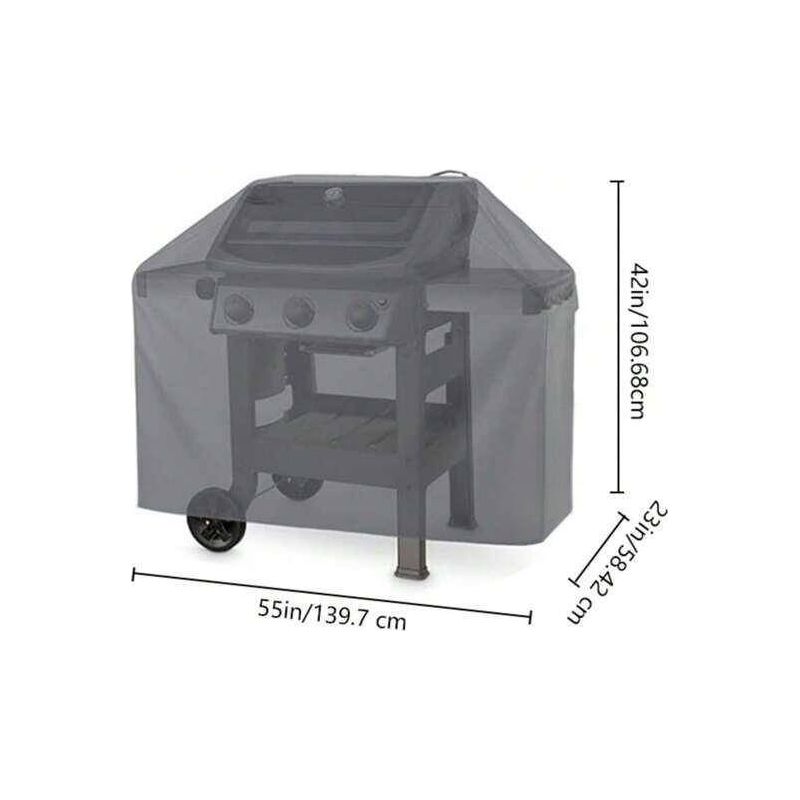 Wasserdichte Grillabdeckung 139,7 X 59 X 107 Cm – 600d Oxford-gewebe – Grau – Uv- Und Windbeständig – Farbecht Nach 2 Jahren