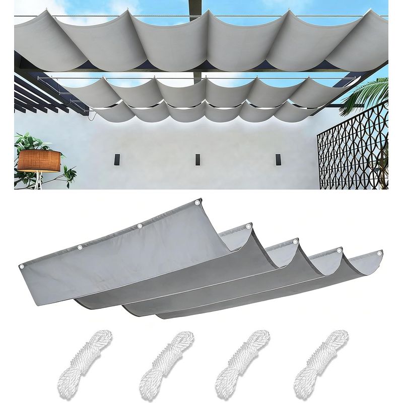 Ortviai Einziehbare Wellblechmarkise Mit Verstellbarem Stoff, Ösen Und Seilen, Sonnenbeständig, Wasserdicht Und Uv-beständig, Geeignet Für Pergolen Und Außenbereiche, 0,9 X 4 M