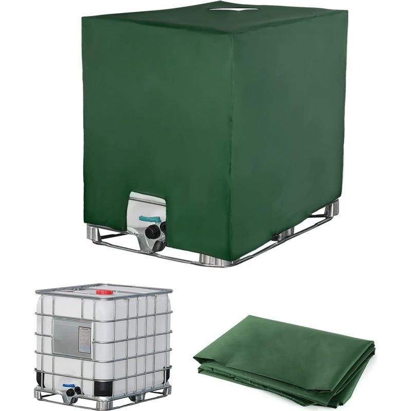Plane Für 1000-liter-ibc-container – 116 X 100 X 120 Cm – Wasserdicht, Uv- Und Staubdicht – Grün – Kompatibel Mit Wassertankdeckel