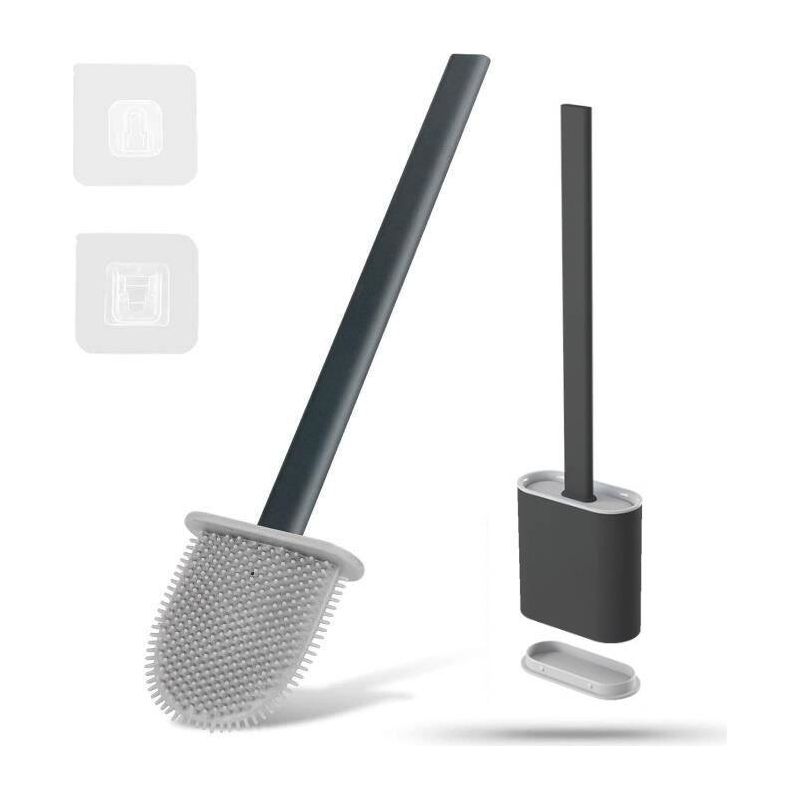 Silikon-toilettenbürste Mit Abnehmbarer Wandhalterung – Tropffrei Und Antibakteriell – Schnelltrocknend – Gründliche Reinigung Von Ecken