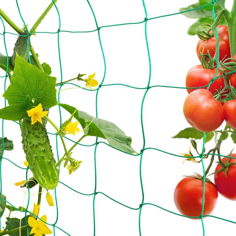 Gartennetz, Kletterpflanzennetz, Ranknetz Für Die Ernte Von Gurken, Gemüse, Tomaten Und Anderen Gemüsesorten, Befestigungsnetz Für Kletterpflanzen (1,8 X 2,7 M)