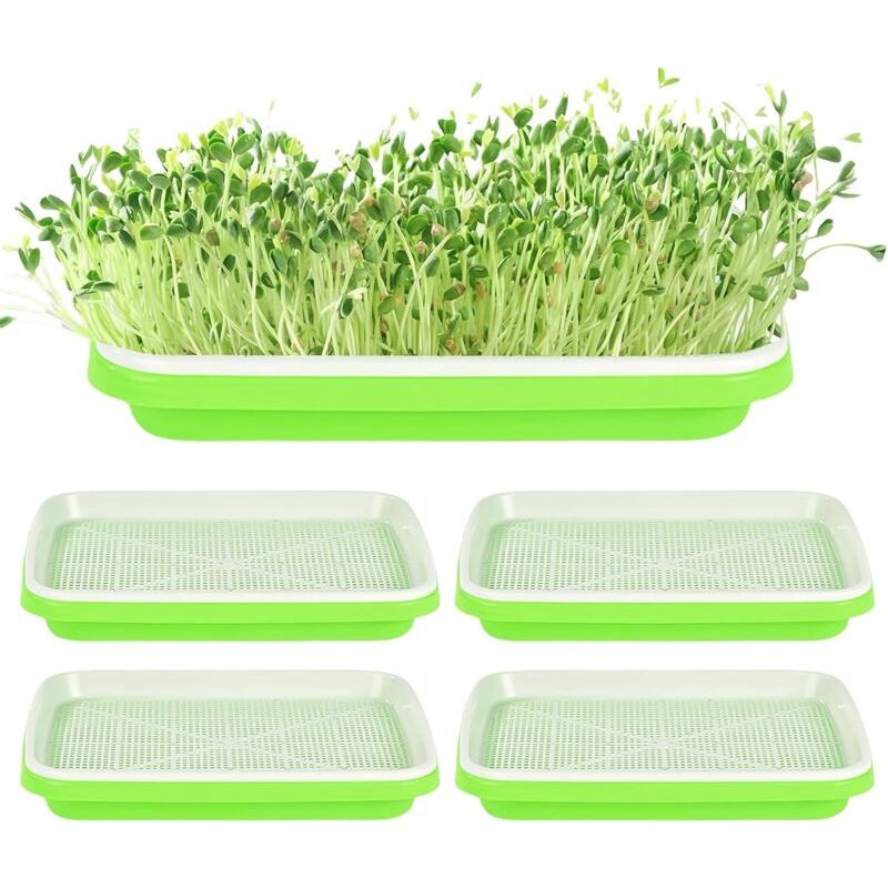 5er-pack Anzuchttöpfe – Für Die Einfache Anzucht Von Bohnensprossen, Alfalfa-sprossen Und Anderen Essbaren Mikrogrüns – Maße: 32,5 × 24 × 4 Cm – Ideal Für Gesundes Und Biologisches Kochen