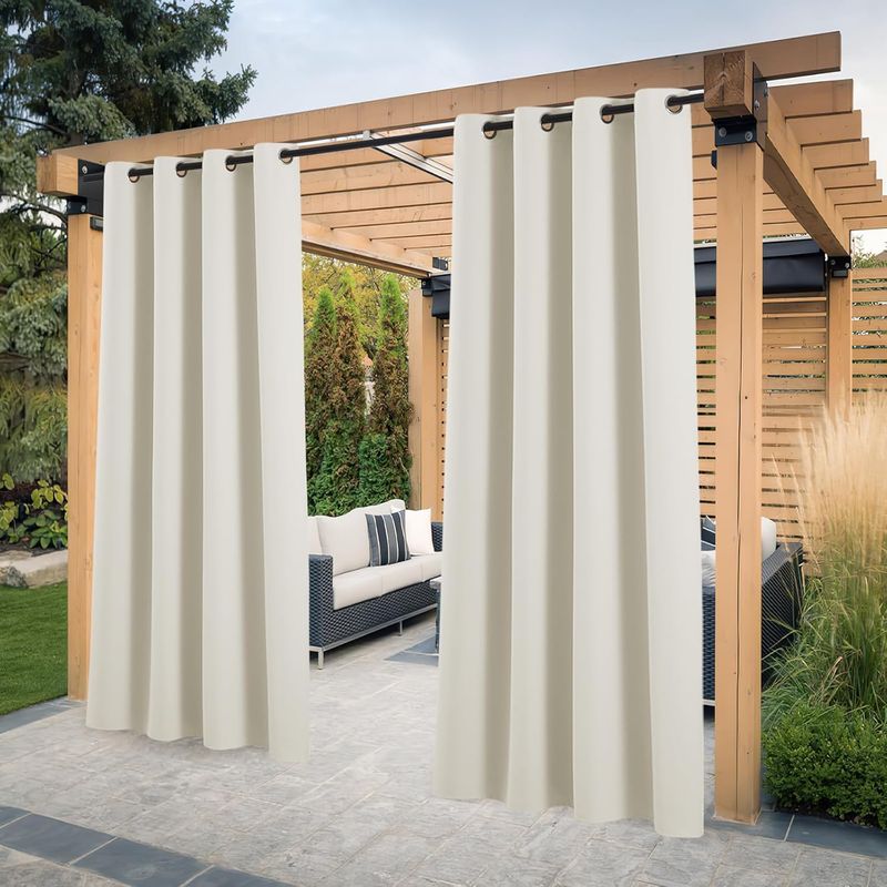 Wasserdichter Outdoor-vorhang, Wärmeisolierend, (hellbeige, 2 Stück / 132 X 244 Cm), Winddichter Und Uv-beständiger Verdunkelungsvorhang Für Gärten, Pavillons, Pergolen, Balkone Und Terrassen