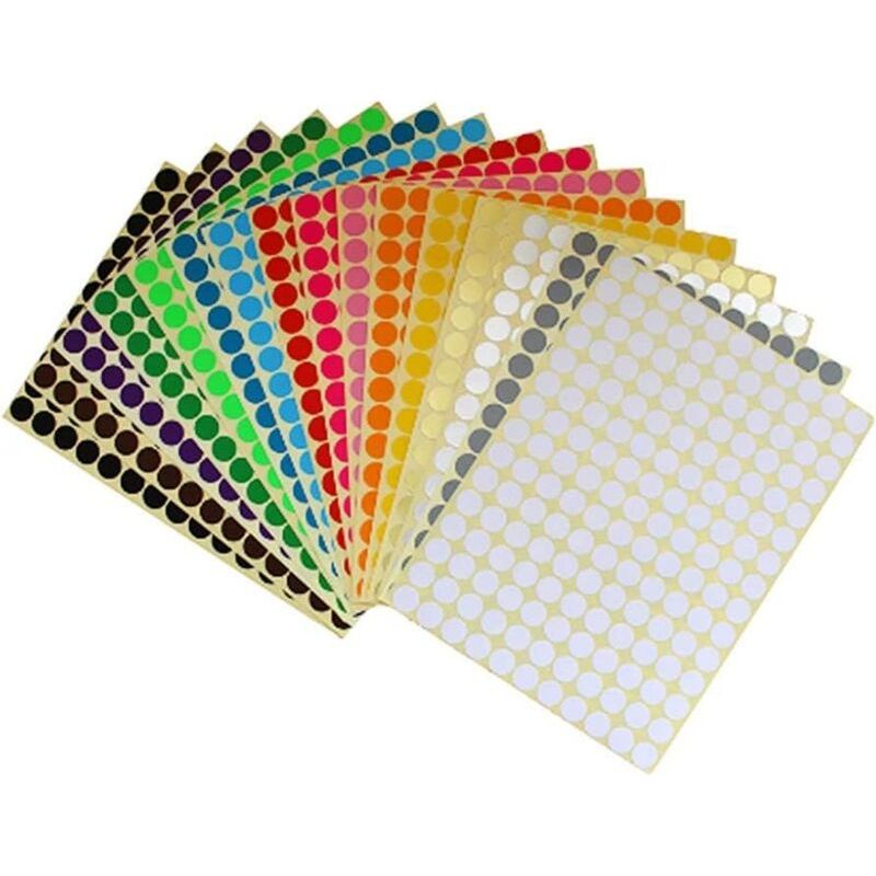Bunte, Selbstklebende Etiketten, 10 Mm, 20 Verschiedene Farben, Ideal Für Kalender Und Büros -