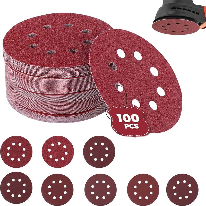 100 Schleifscheiben, Körnung 40/60/80/100/120/180/240/320/400/800, Durchmesser 125 Mm. Ideal Zum Schleifen, Polieren Und Entrosten.