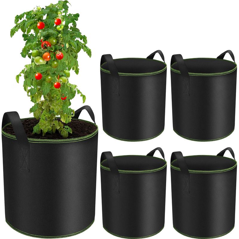 30-liter-pflanzsäcke, Geeignet Für Kartoffeln, Tomaten Und Pflanzen, Mit Griffen Vlies-pflanzsäcke, Geeignet Für Blumen Und Erdbeeren (5 Säcke Pro Packung).