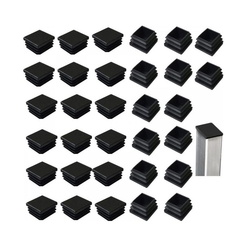 32 Schwarze Kunststoffstopfen Für 40x40 Mm Vierkantrohre, Für Metallmöbel, Stühle, Tische, Sofas Und Andere Produkte