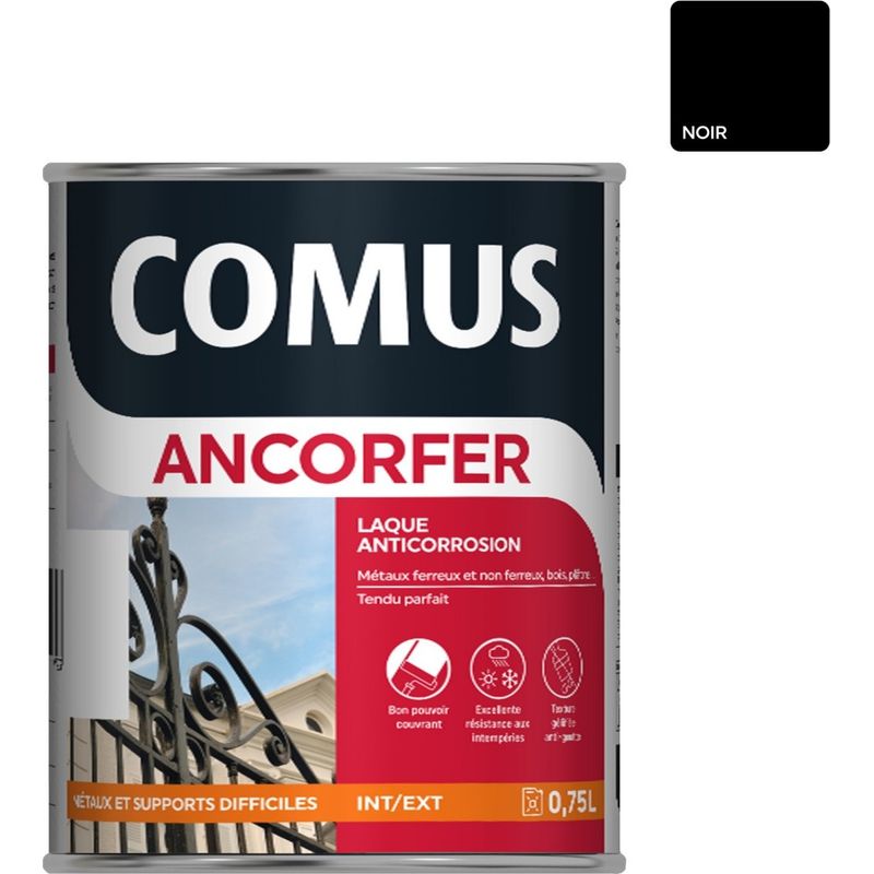 Ancorfer Bright 0,75 L Schwarz – Rostbeständiger Lack Für Metalle Und Oberflächen – Comus