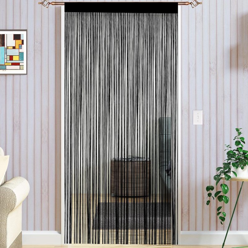 Fadenvorhang 100 X 200 Cm, Fransenvorhang, Tür-/fenstervorhang, 200 Cm Hoch, Schwarz