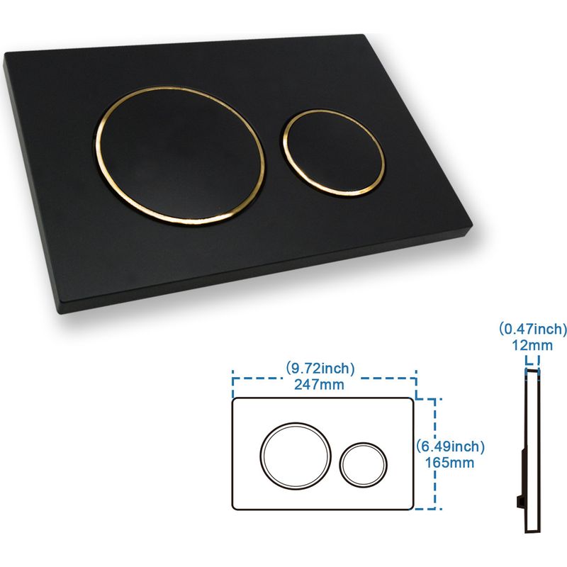Versteckte Abdeckung, Schwarzer, Glänzender Goldring, Toilettenfüllknopf