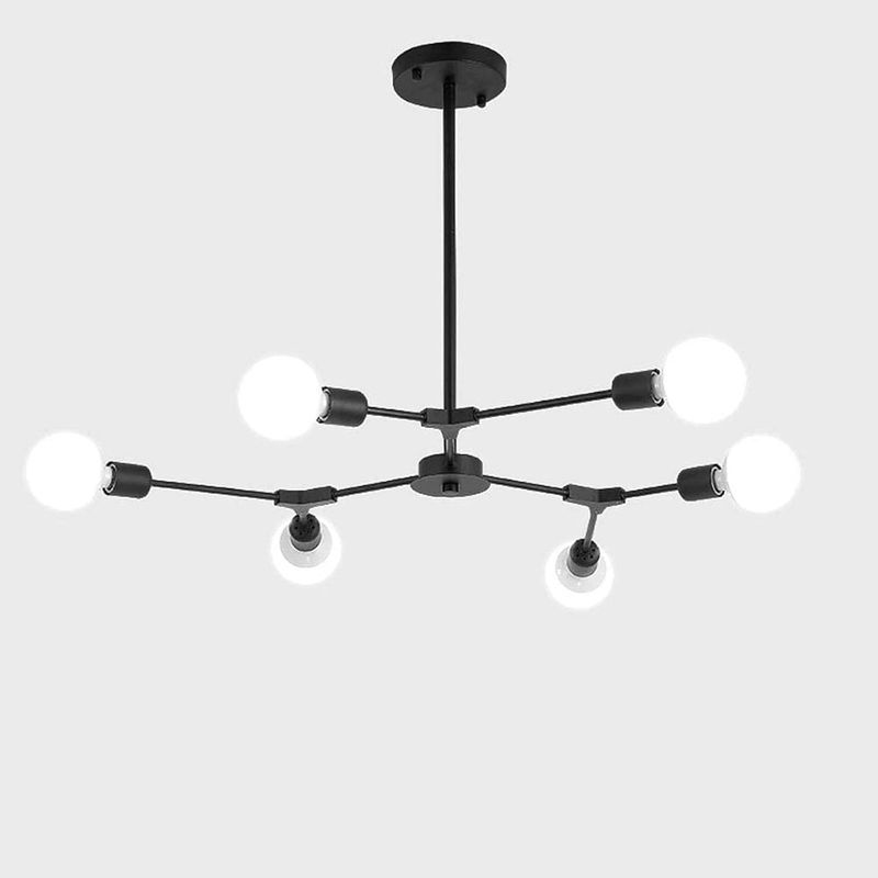 Pendelleuchte Im Industriestil Mit E27-fassung, Ideal Für Wohnzimmer Und Andere Räume, Kreative, Minimalistische Und Moderne Deckenleuchte, Schwarz – 6 Leuchtmittel