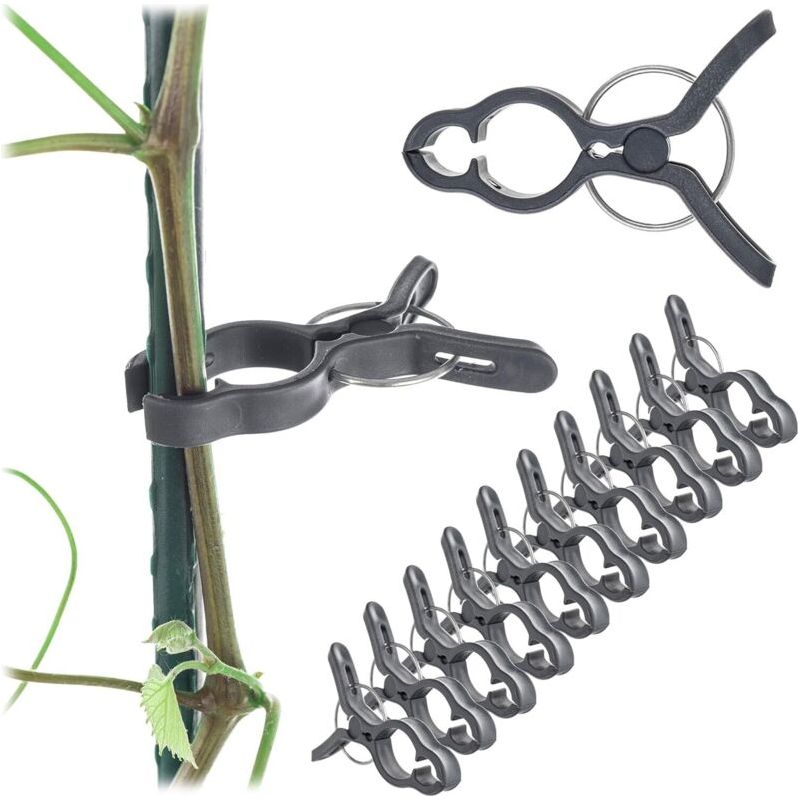 Set Mit 10 Pflanzenclips Für Tomaten, Gurken, Rosen Und Kletterpflanzen, Schwarz