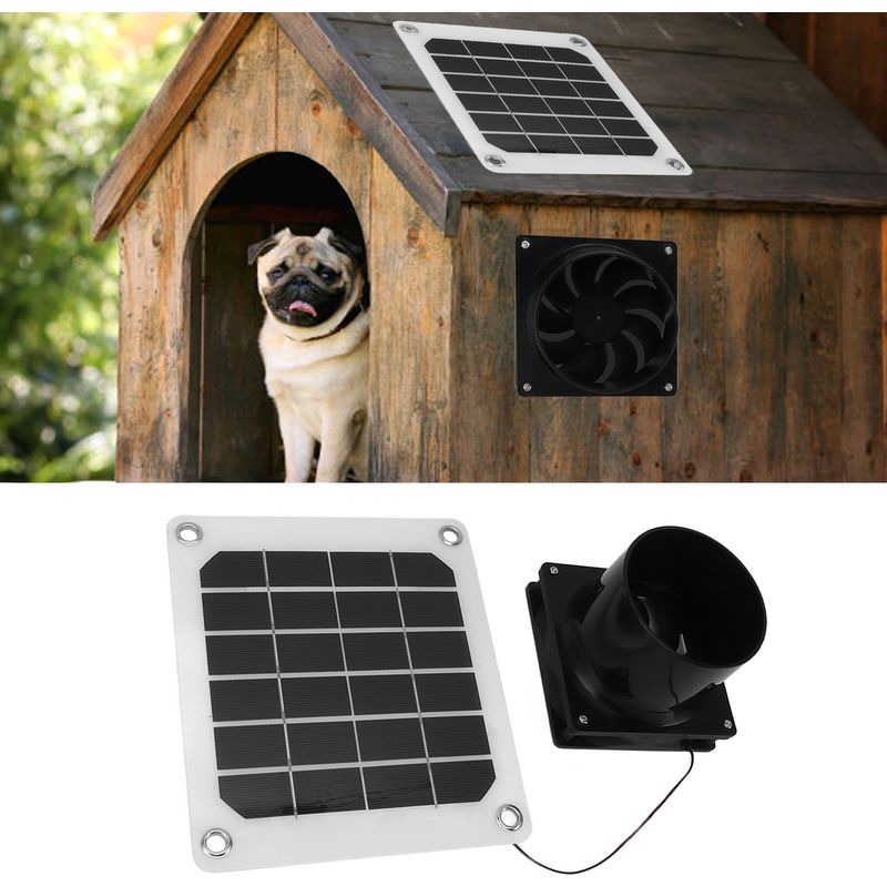 Tragbarer 20-w-solarventilator, 15 Cm (6 Zoll) Durchmesser, Mit Runder Düse, Ideal Für Hundehütten, Zwinger, Hühnerställe Und Räume, Die Eine Belüftung Benötigen. Inklusive Schutzgitter.