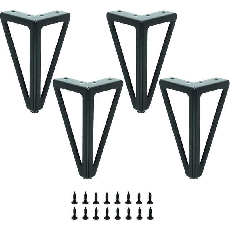 (15 Cm) Set Mit 4 Schwarzen Metall-tischbeinen, Austauschbare Möbelbeine Für Couchtisch/tv/sofa/bett Und Andere Möbelstücke, Inklusive Schrauben.
