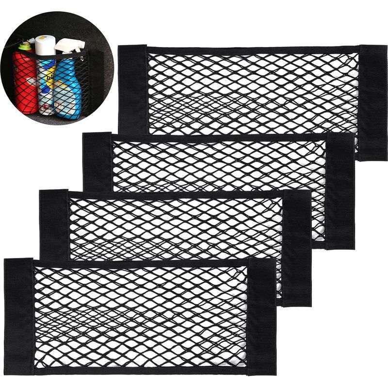 Aufbewahrung – Kofferraum-aufbewahrungsnetz, [4 Stück 70 X 25 Cm] – Kofferraum-organizer, Netzbeutel Mit Elastischem Klettverschluss Für Gepäck