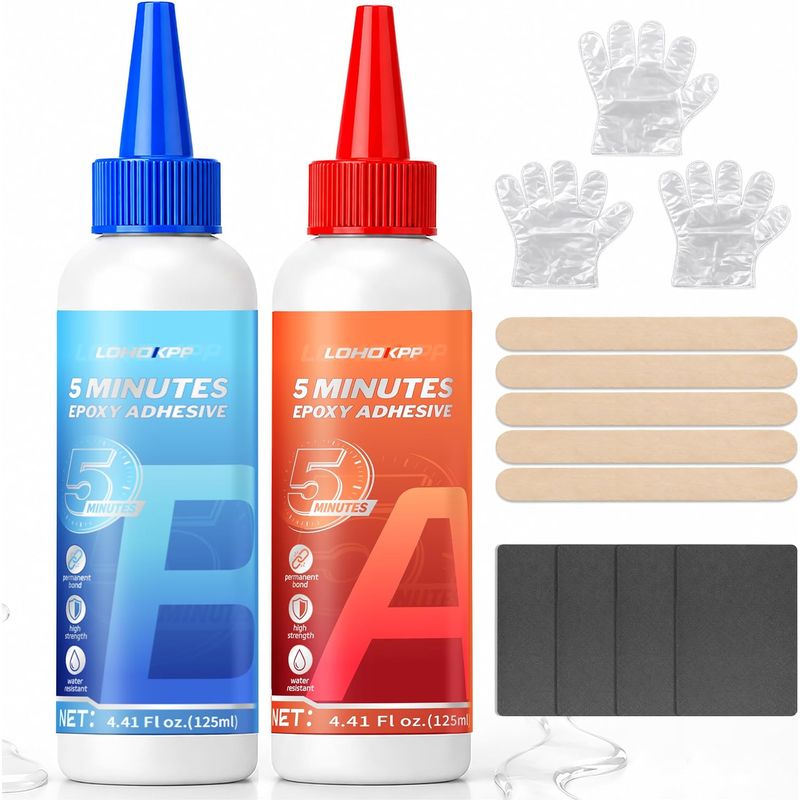 5-minuten-epoxidkleber, Zweikomponenten-epoxidkleber, 250 Ml Transparenter Zweikomponentenkleber, Klares 2-komponenten-epoxidharz, Für Kunststoff, Metall, Glas Und Keramik