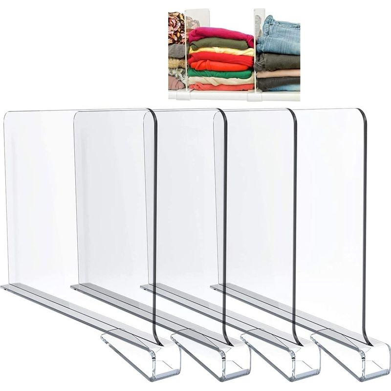 Schrankteiler – Transparentes Acryl – Höhe 20 Cm, Länge 30 Cm – Für Die Aufbewahrung In Kleiderschränken, Küchen, Büros, Schuhschränken Und Anderen Räumen – 4er-set