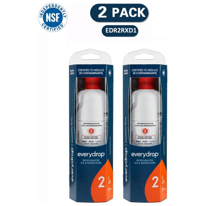 Ecleanfy – 2er-pack Kühlschrank-wasserfilter – 99 % Bleireduzierung – Kompatibel Mit Whirlpool Und Anderen Modellen – Einfache, Werkzeuglose Installation – Edr2rxd1