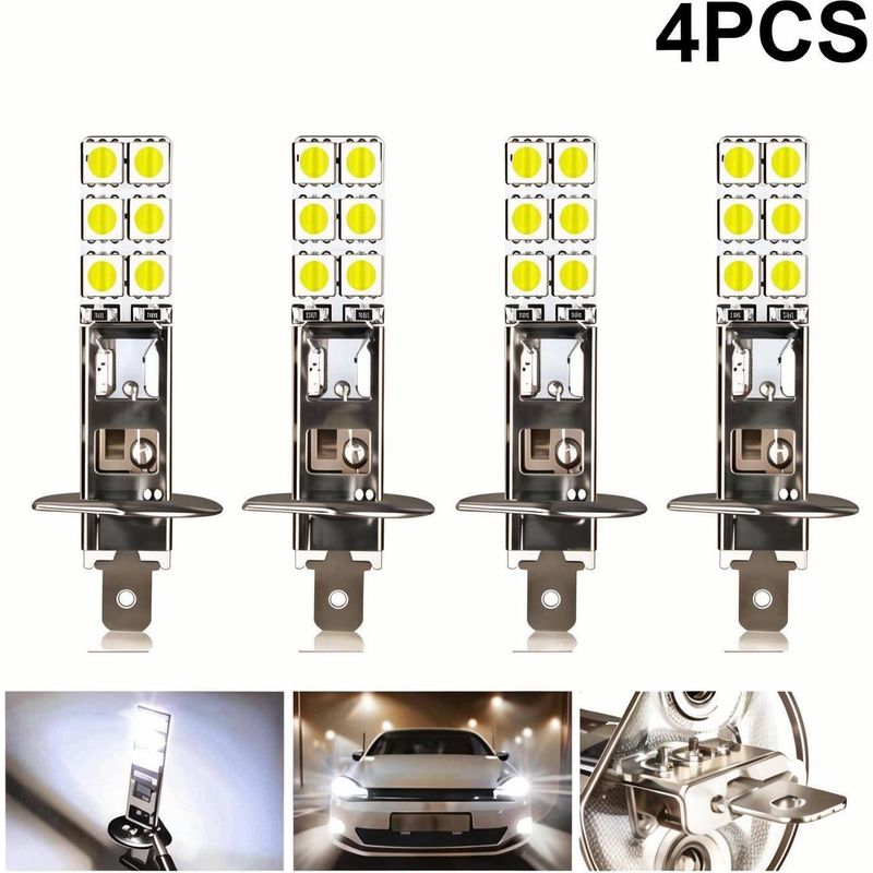 H1-led-lampe, 12 V, 6000 K Weiß, 12 W, Led-nebelscheinwerfer Für Autos, 62 X 11 Cm
