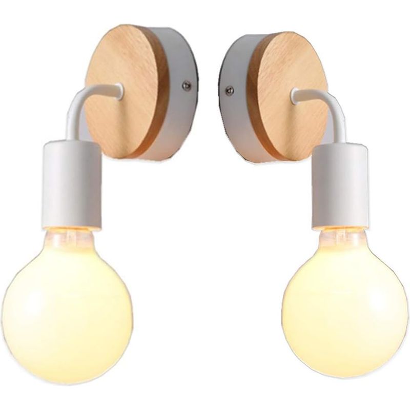 Industrielle Wandleuchte Für Den Innenbereich – Holz Und Metall – E27 – 220 V – 18 X 11 Cm – Retro-dekoration Für Wohn- Und Schlafzimmer