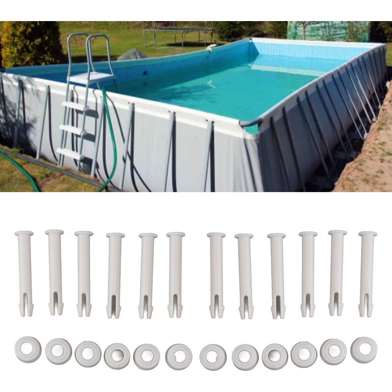 Set Mit 12 Intex-kompatiblen Poolzubehörteilen 28270-28272, Muttern, Schrauben, Elastisches Verriegelungssystem, 5,5 Cm