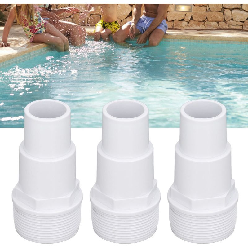 Set Mit 3 Flexiblen Poolschlauchadaptern, Geeignet Für G1-1/2 Außenanschlüsse Für Pumpe, Filter, Skimmer (ersatz)