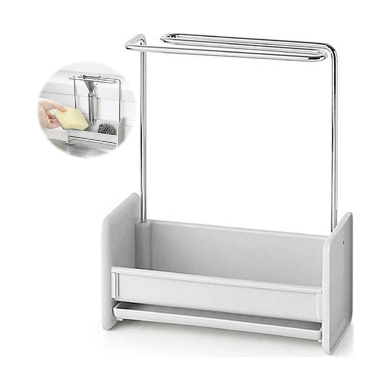 Küchenspülenregal Mit Doppelablauf, Ablagefläche, Ablage Für Poolschwämme Und Zubehör. – Aquaforge