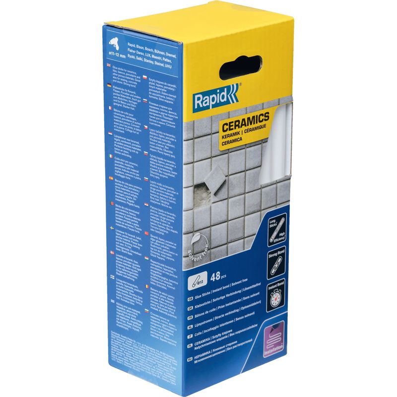 Rapid - Klebstoff - Installation - Keramik Ø12mm - 190mm X 48 Sticks (880g) - Anwendung Auf Keramik, Fliesen, Steingut, Porzellan Und Porösen Materialien - Karton - (5001415)