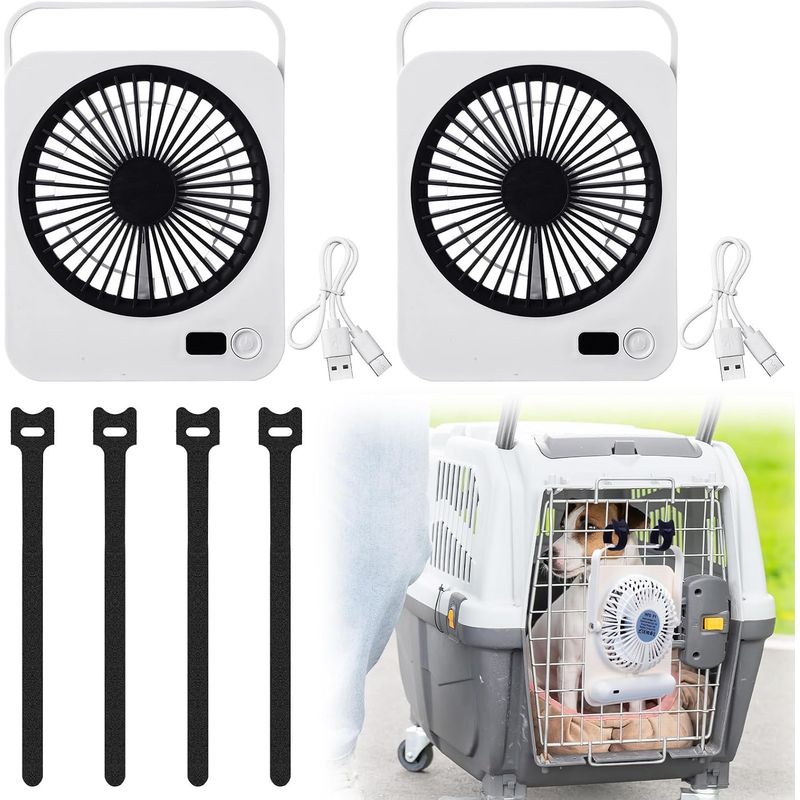 Käfigventilatoren Für Haustiere Zur Kühlung Von Hunden Und Anderen Haustieren, Tragbar Und Leise, 5 Kühlstufen
