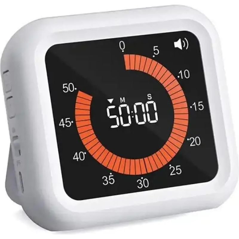 Magnetischer Visueller Timer, 60 Min./12 Std. Countdown, 4 Alarmmodi, Usb-aufladbar, Geeignet Für Kinder Und Erwachsene, Weiß
