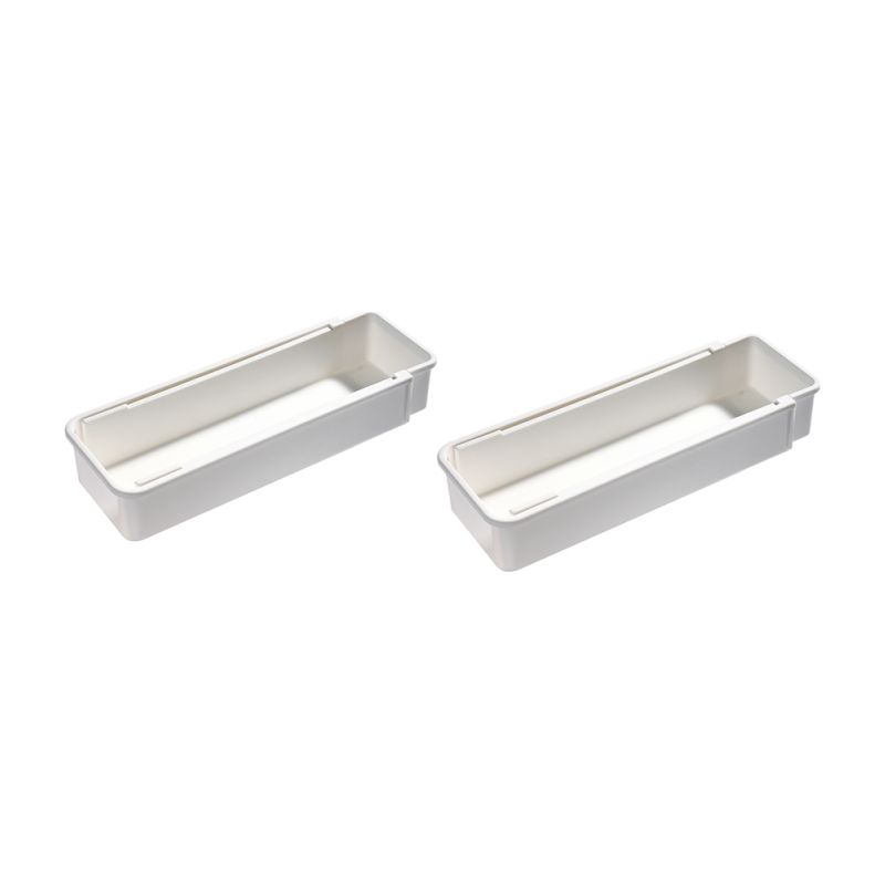 Sollbry Schubladen-organizer-set (2er-set), Aufbewahrungsboxen Aus Kunststoff Für Küche Und Büro, Ausziehbarer Schubladen-organizer Für Besteck, Kosmetik Und Kleinteile, Weiß