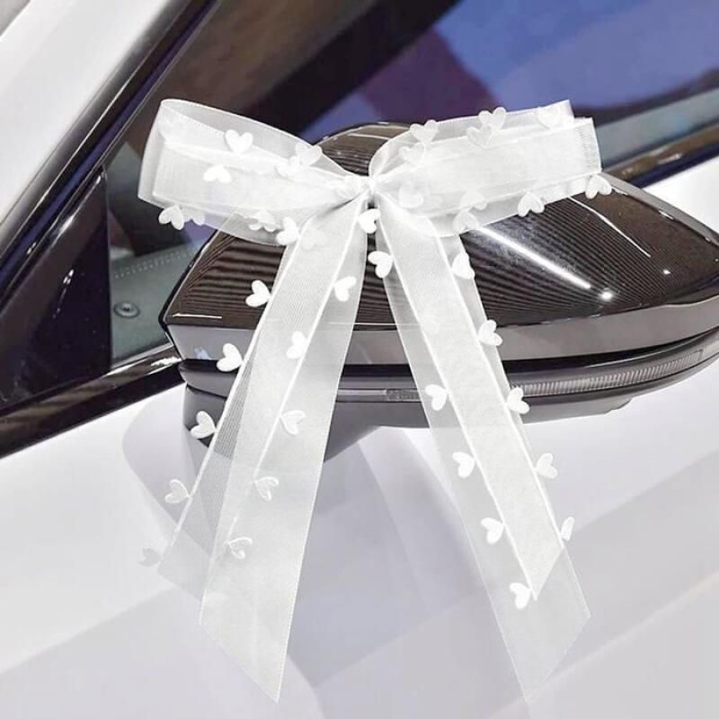 50 Stück Weiße Satin-autoschleifen Für Hochzeiten, Elegante Dekoration Für Antenne Und Innenraum, Zeremonienaccessoires -