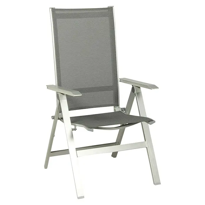 Acamp Klappstuhl Urban (Aluminium, Textil, Rückenlehne verstellbar, Silber, B x T x H: 60 x 66 x 112 cm)