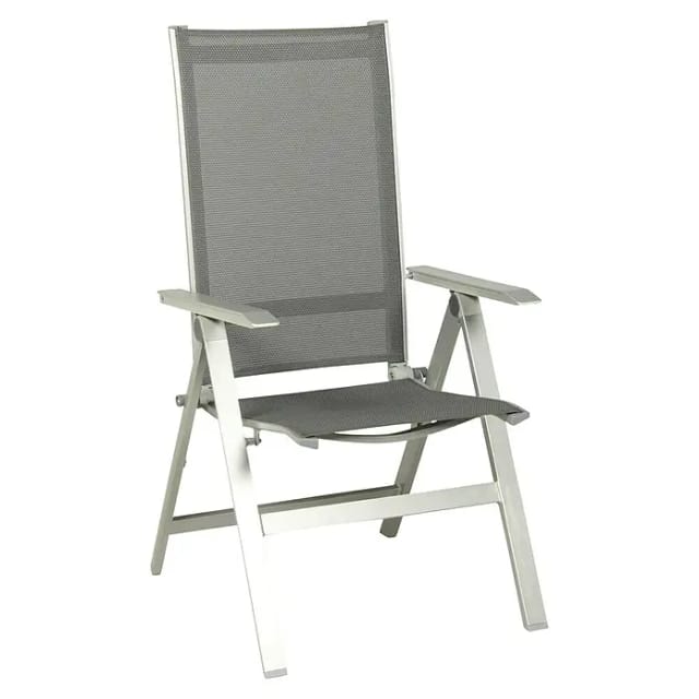 Acamp Klappstuhl Urban (Aluminium, Textil, Rückenlehne verstellbar, Silber, B x T x H: 60 x 66 x 112 cm)